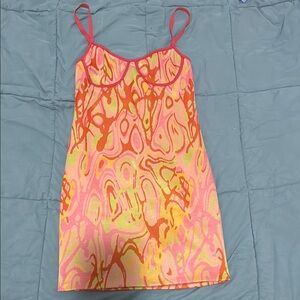 Vibrant Pink and Orange Swirl Dress